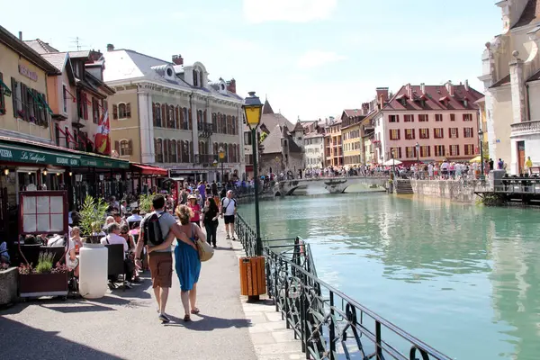 Vista Canal Ciudad Annecy Alta Saboya Francia — Foto de Stock