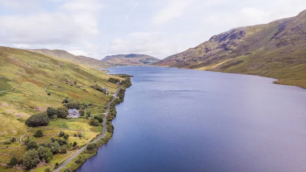 Letecký Pohled Malebné Lough Nafooey Oblasti Connemara Irsko — Stock fotografie