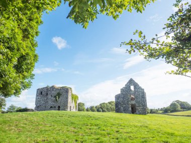 Annaghkeen Kalesi, County Galway, İrlanda için Lough Corrib yanında yer alan bir görünümü.