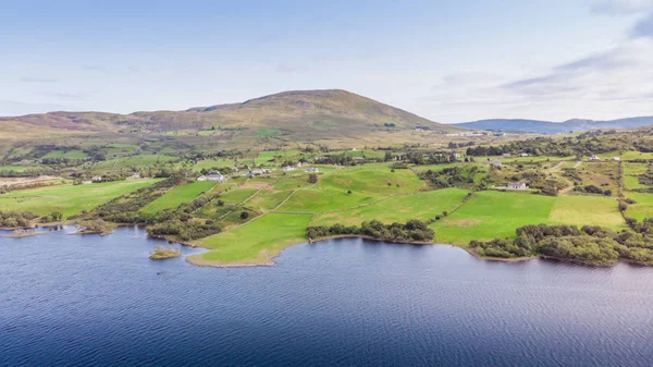 Farms Overlooking Scenic Lough Mask Border County Mayo County Galway — Stock Photo, Image