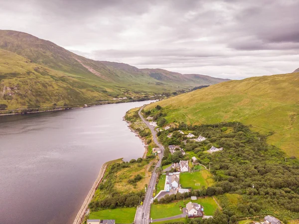 Aerial View N59 Connemara Loop Village Leenaun Also Leenane Northern — Stock Photo, Image