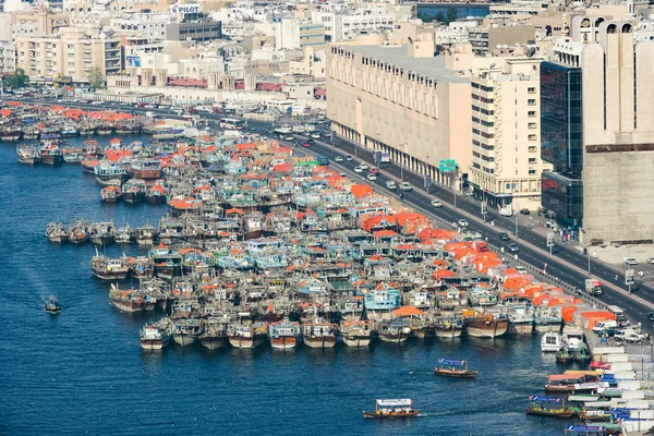 Dubaj Spojené Arabské Emiráty Března 2005 Letecký Pohled Dřevěné Plachetnice — Stock fotografie