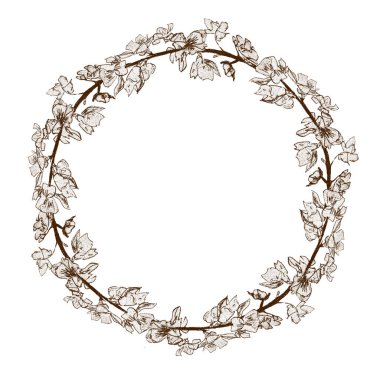 Elle çizilmiş romantik çelenk. Doğum günü veya düğün davetiyeleri için nazik tasarım