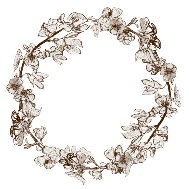 Elle çizilmiş romantik çelenk. Doğum günü veya düğün davetiyeleri için nazik tasarım