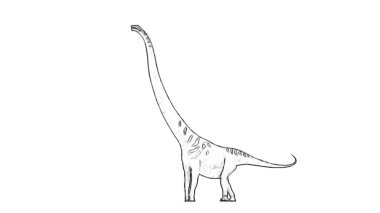 Beyaz arka plan üzerinde izole dinozor siyah ve beyaz 3d kroki 