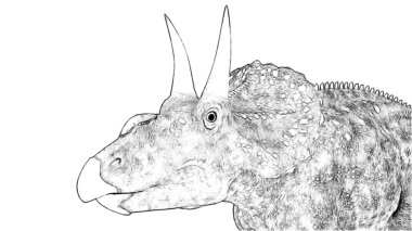 Beyaz arka plan üzerinde izole dinozor siyah ve beyaz 3d kroki 