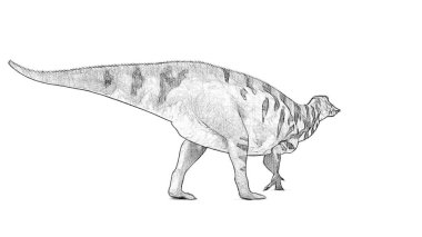 Beyaz arka plan üzerinde izole dinozor siyah ve beyaz 3d kroki 