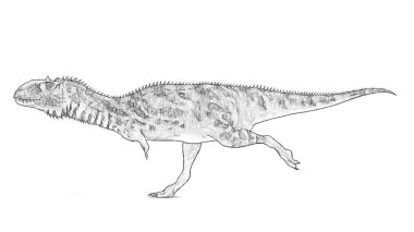 Beyaz arka plan üzerinde izole dinozor siyah ve beyaz 3d kroki 