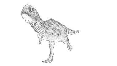 Beyaz arka plan üzerinde izole dinozor siyah ve beyaz 3d kroki 