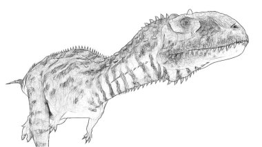 Beyaz arka plan üzerinde izole dinozor siyah ve beyaz 3d kroki 