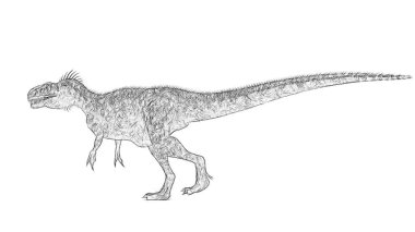 Beyaz arka plan üzerinde izole dinozor siyah ve beyaz 3d kroki 