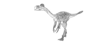 Beyaz arka plan üzerinde izole dinozor siyah ve beyaz 3d kroki 