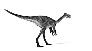 Beyaz arka plan üzerinde izole dinozor siyah ve beyaz 3d kroki 