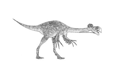 Beyaz arka plan üzerinde izole dinozor siyah ve beyaz 3d kroki 