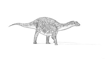 Beyaz arka plan üzerinde izole dinozor siyah ve beyaz 3d kroki 