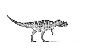 Beyaz arka plan üzerinde izole dinozor siyah ve beyaz 3d kroki 