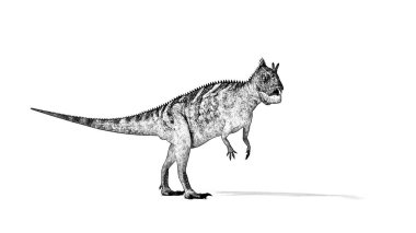 Beyaz arka plan üzerinde izole dinozor siyah ve beyaz 3d kroki 