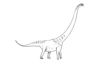 Beyaz arka plan üzerinde izole dinozor siyah ve beyaz 3d kroki 