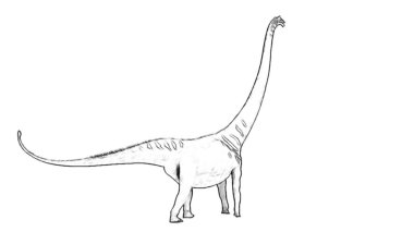 Beyaz arka plan üzerinde izole dinozor siyah ve beyaz 3d kroki 