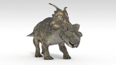 Beyaz arka planda izole dinozor Renkli 3d illüstrasyon