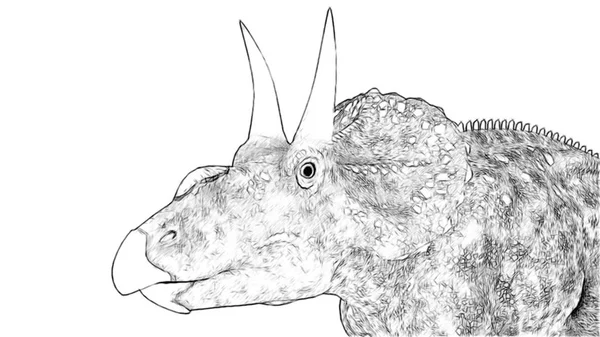 Beyaz arka plan üzerinde izole dinozor siyah ve beyaz 3d kroki 