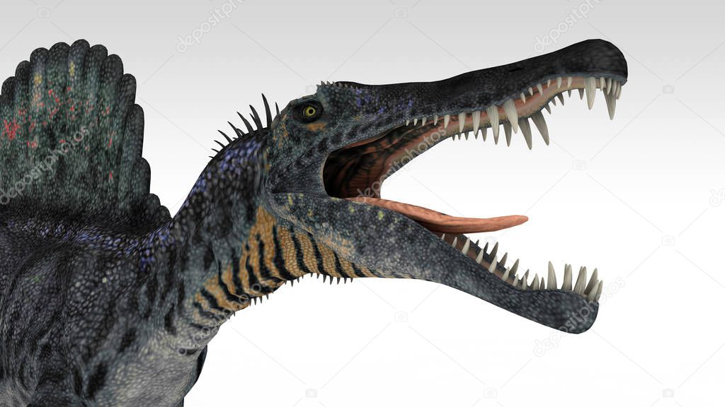 Colorful 3D illustration of dinosaur isolated on white background