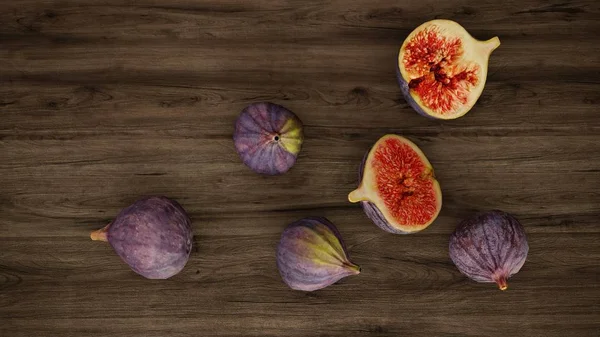 Renderização Natureza Morta Com Figos Amadurecidos — Fotografia de Stock