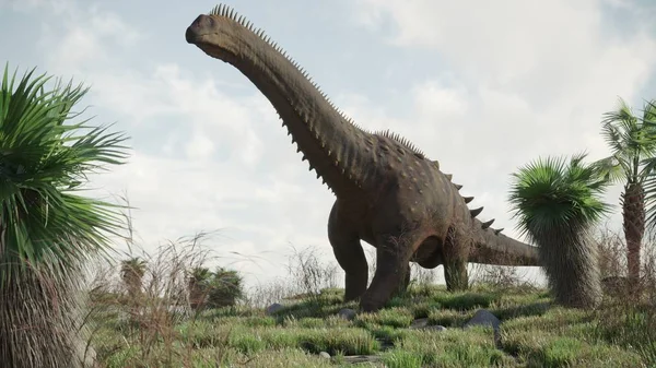 Рендеринг Ходячего Динозавра Аламозавра — стоковое фото