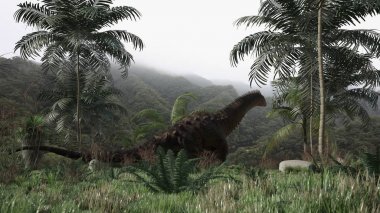 Yürüyen alamosaurus dinozor 3d render