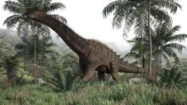 Yürüyen alamosaurus dinozor 3d render