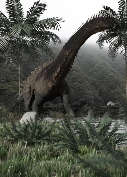 Renderowanie Spaceru Alamozaur Dinozaurów — Zdjęcie stockowe