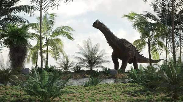 Yürüyen Alamosaurus Dinozor Render — Stok fotoğraf