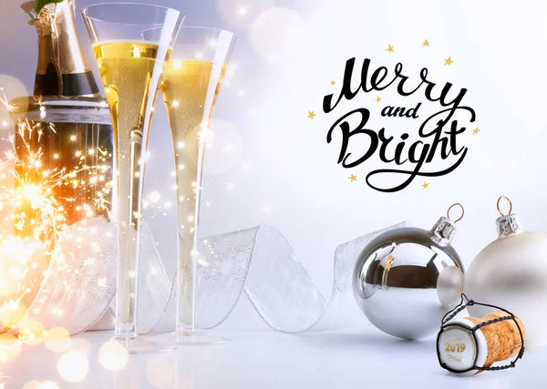 Art Christmas New Year Party Merry Bright 2019 — стоковое фото