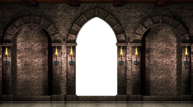 Kemerli ve kapı isolated.3d illüstrasyon