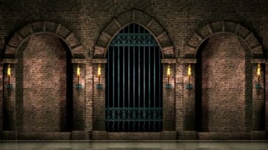 Ortaçağ Kalesi Iron gate ile açılış kemerler.