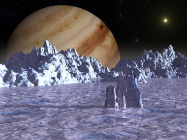 Jüpiter uydusu Europa.3d Çizim yüzeyi.