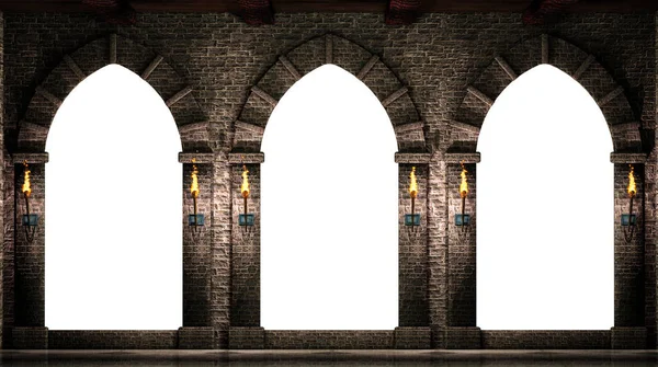 Arcos Medievales Ilustración Aislada — Foto de Stock