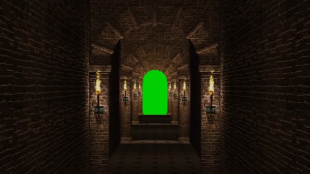 Couloir médiéval avec écran vert
