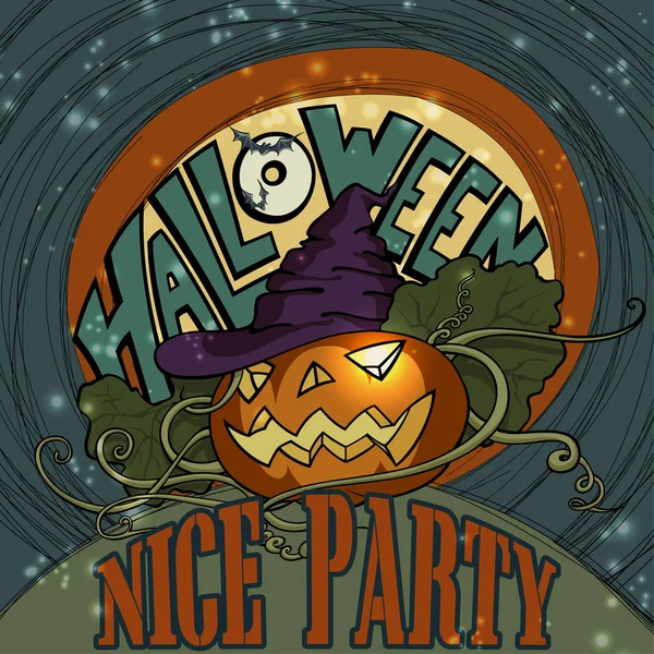 Bannière Fête Halloween Avec Une Citrouille Dessin Main Levée — Image vectorielle