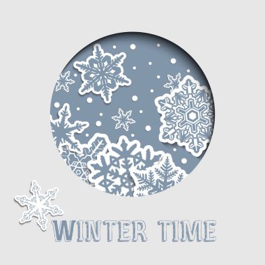 Kar taneleri ile Noel ve yılbaşı tebrik kartı