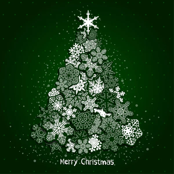 Fond Noël Avec Sapin Flocons Neige — Image vectorielle