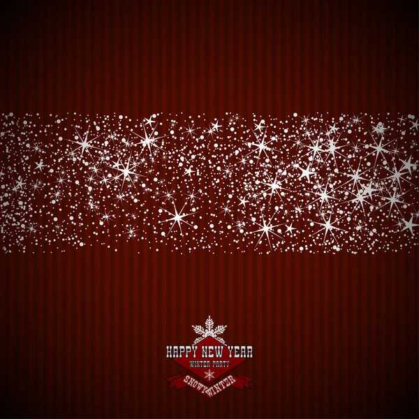 Design Invitation New Year Party Strip Snowflakes Stars Red Striped Stock Vector