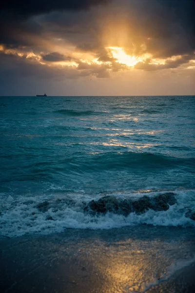 Рано Утром Восход Солнца Атлантическом Океане Видно Майами Бич — стоковое фото