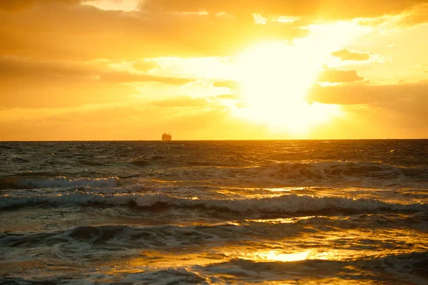 Lever Soleil Tôt Matin Dans Océan Atlantique Miami Beach — Photo