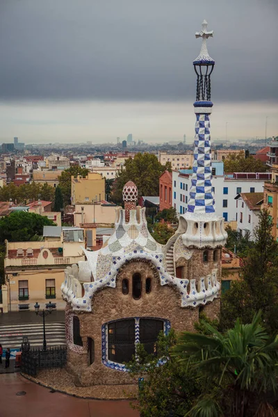 Barcellona Spagna Ottobre 2015 Padiglione All Ingresso Park Guell Parco — Foto Stock