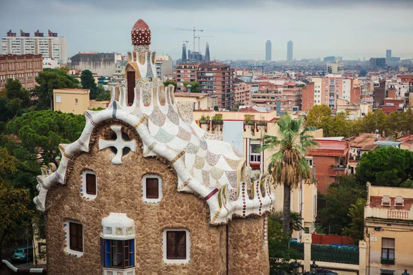 Barcelona Spanje Oktober 2015 Paviljoen Bij Ingang Park Güell Een — Stockfoto