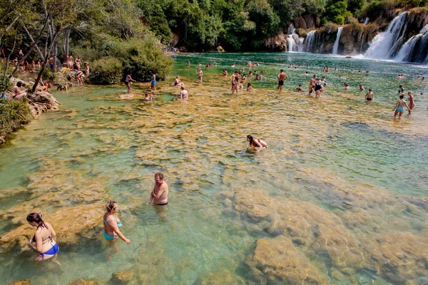 Krka National Park Croatia August 2017 Plenty Tourists Enjoy Visiting — Stock Photo, Image