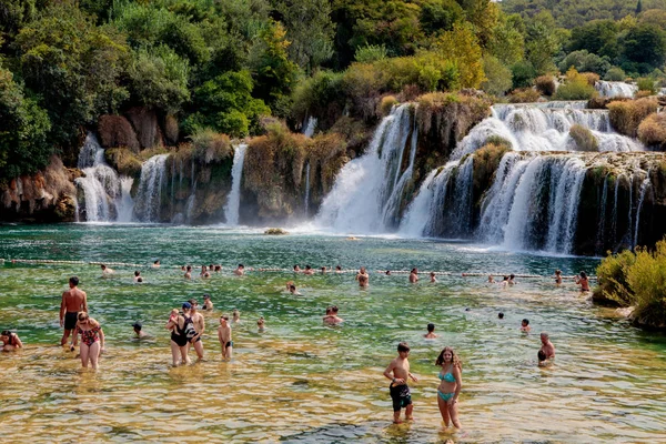 Krka National Park Croatia August 2017 Plenty Tourists Enjoy Visiting — Stock Photo, Image