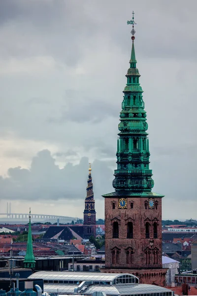 Kopenhagen Stad Van Torens Stadsgezicht Met Kerk Van Onze Heiland — Stockfoto