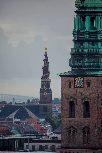 Kopenhagen Stad Van Torens Stadsgezicht Met Kerk Van Onze Heiland — Stockfoto